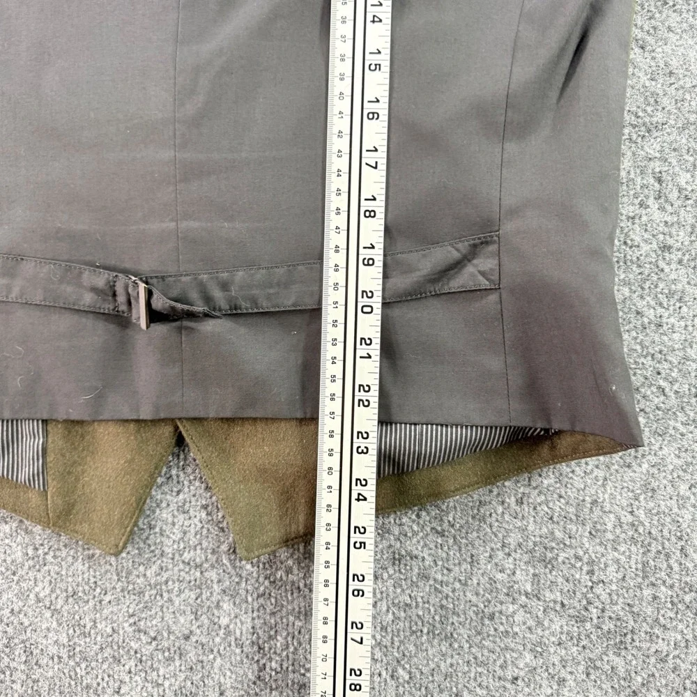 John Varvatos USA Wool Blend Vest Zipper Pockets Cinch Back 40 Olive Green Mens